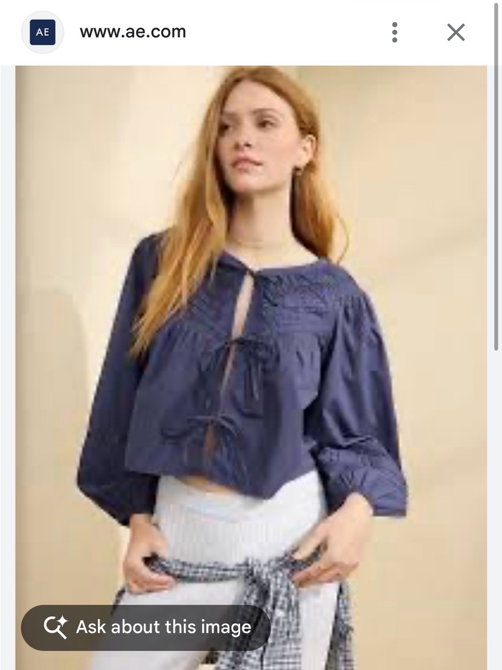 Aerie Tie-Front Peasant Blouse - Picture 9 of 9